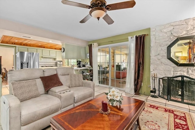 2374 Corydon Ave, Norco, CA 92860 - living area featuring a ceiling fan and light tile patterned floors