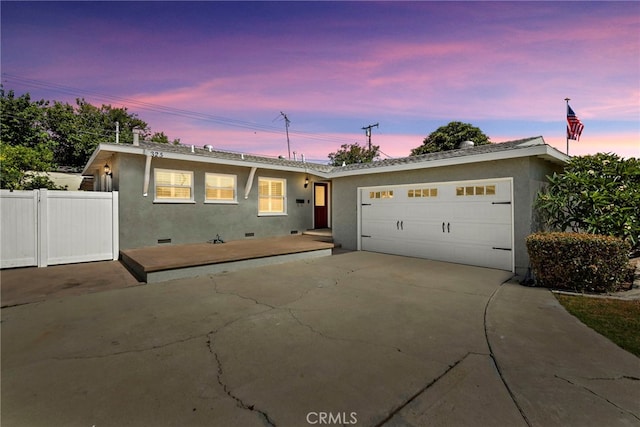 325 Sunrise St, Placentia, CA 92870 - single story home with stucco siding, concrete driveway, a garage, and crawl space