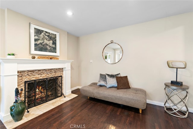 325 Sunrise St, Placentia, CA 92870 - sitting room featuring wood finished floors, recessed lighting, and a tiled fireplace