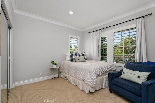 19256 Jasper Hill Rd, Lake Forest, CA 92679 - bedroom with crown molding, light carpet, and multiple windows