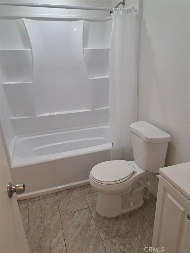 11938 Weller Pl, Moreno Valley, CA 92557 - bathroom featuring vanity, shower / bath combination with curtain, and marble finish floors