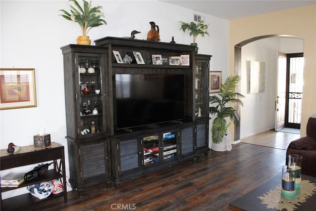 31256 Firestone St, Temecula, CA 92591 - living area with arched walkways and wood finished floors