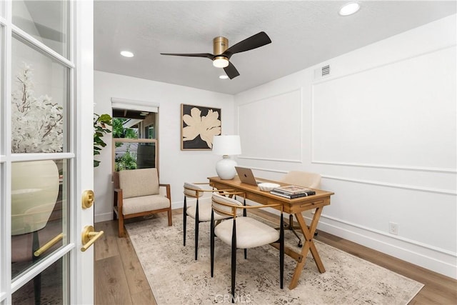 5825 Paseo De La Cumbre, Yorba Linda, CA 92887 - office area featuring wood finished floors, ceiling fan, and recessed lighting