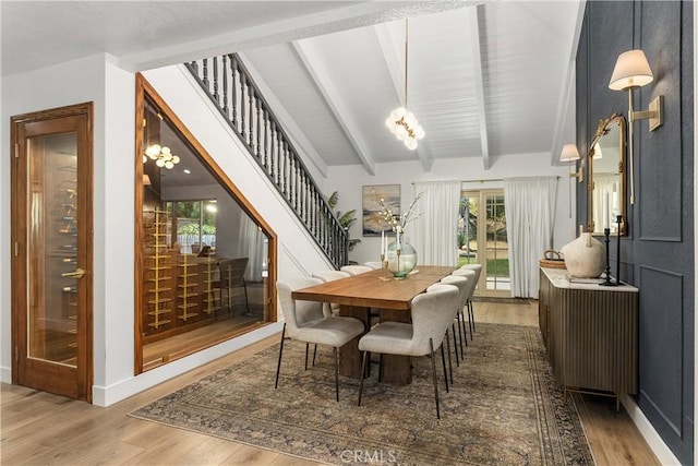 5825 Paseo De La Cumbre, Yorba Linda, CA 92887 - dining area featuring stairs, wood finished floors, and a chandelier