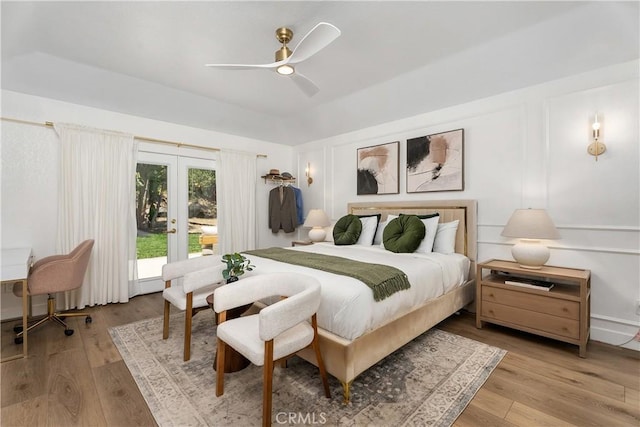 5825 Paseo De La Cumbre, Yorba Linda, CA 92887 - bedroom featuring access to outside, french doors, wood finished floors, and ceiling fan