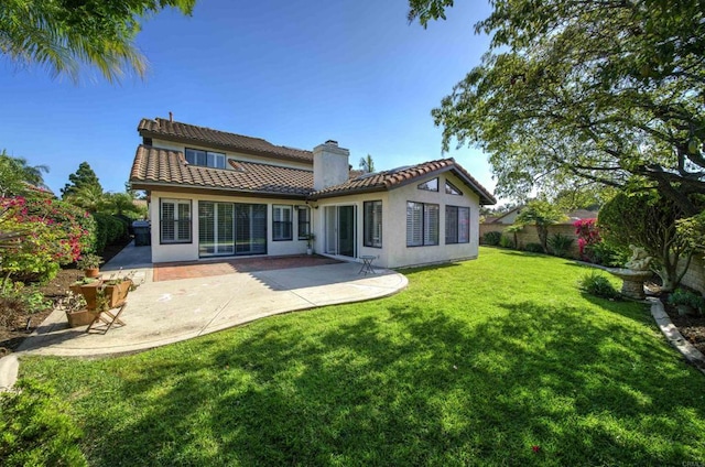 2044 Columbus Way, Vista, CA 92081 - rear view of house with a tiled roof, a patio, a chimney, and stucco siding