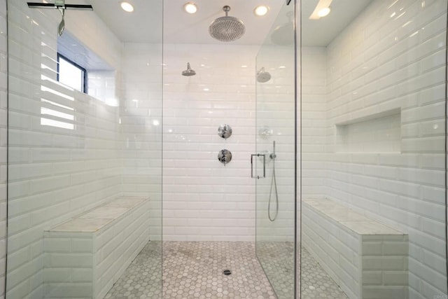2044 Columbus Way, Vista, CA 92081 - full bath with tiled shower, tile patterned flooring, and recessed lighting