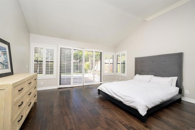 2044 Columbus Way, Vista, CA 92081 - bedroom featuring vaulted ceiling, access to outside, and dark wood finished floors