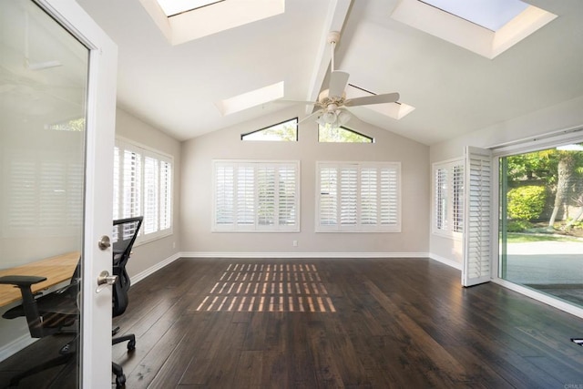 2044 Columbus Way, Vista, CA 92081 - unfurnished living room featuring a skylight, wood-type flooring, and ceiling fan