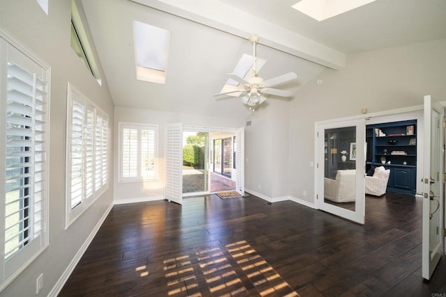2044 Columbus Way, Vista, CA 92081 - unfurnished living room with a skylight, wood finished floors, and a ceiling fan