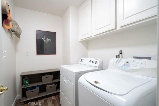 40209 Chelsea Ct, Palmdale, CA 93551 - laundry area featuring independent washer and dryer, cabinet space, and dark wood-type flooring