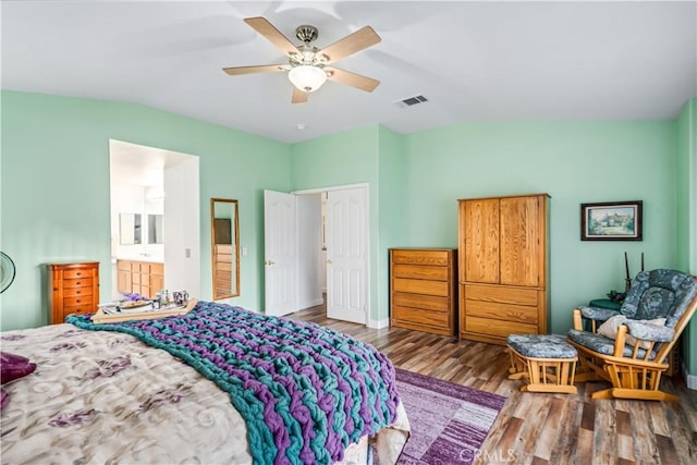 40209 Chelsea Ct, Palmdale, CA 93551 - bedroom with wood finished floors, a ceiling fan, and a closet