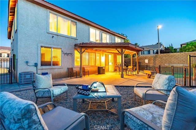 40209 Chelsea Ct, Palmdale, CA 93551 - rear view of house with outdoor lounge area, stucco siding, a patio area, and outdoor dining area