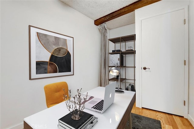 1701 Clinton St Unit 402, Los Angeles, CA 90026 - office space with beamed ceiling, a textured ceiling, and light wood-style floors