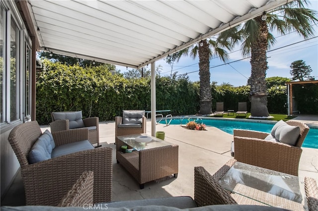 8527 Casaba Ave, Winnetka, CA 91306 - view of patio / terrace with an outdoor living space and an outdoor pool