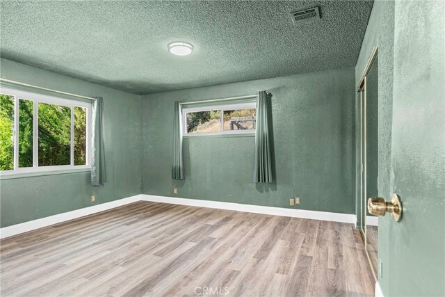 26865 Pine Canyon Rd, Lake Hughes, CA 93532 - spare room featuring wood finished floors, a textured ceiling, and a textured wall