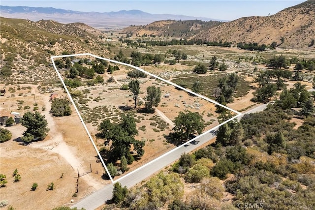 26865 Pine Canyon Rd, Lake Hughes, CA 93532 - aerial view of sparsely populated area featuring property parcel outlined and a mountain backdrop