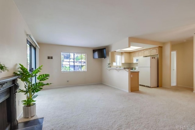 2917 C St Unit 186, San Diego, CA 92102 - unfurnished living room with light carpet and a fireplace