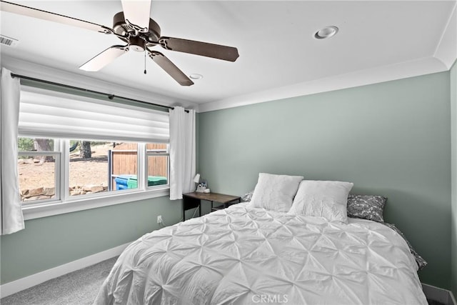 10270 Santa Ana Rd, Atascadero, CA 93422 - carpeted bedroom with a ceiling fan and recessed lighting