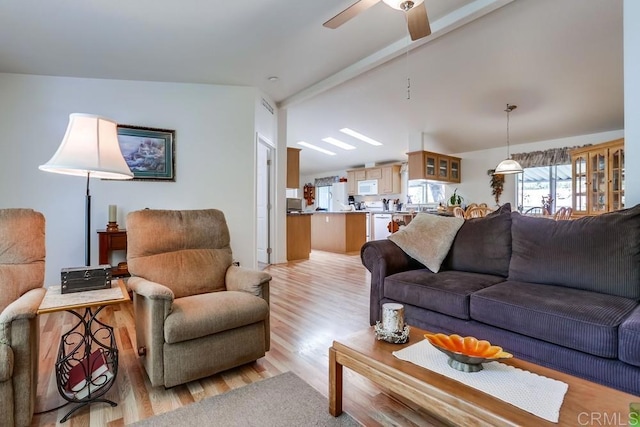 1750 W Citracado Pkwy Unit 157, Escondido, CA 92029 - living room with light wood-style floors and ceiling fan