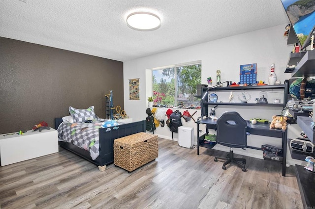 834 Cole Ranch Rd, Encinitas, CA 92024 - bedroom with a textured ceiling and wood finished floors