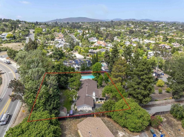 834 Cole Ranch Rd, Encinitas, CA 92024 - aerial perspective of suburban area with property boundaries highlighted and mountains