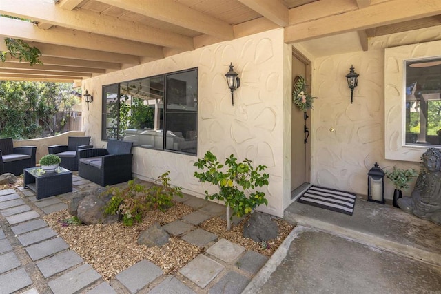 834 Cole Ranch Rd, Encinitas, CA 92024 - entrance to property featuring an outdoor living space and a patio