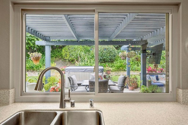 3551 Starboard Cir, Oceanside, CA 92054 - kitchen view of a textured wall and light countertops