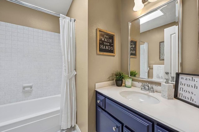 3551 Starboard Cir, Oceanside, CA 92054 - full bathroom with vanity and shower / tub combo with curtain