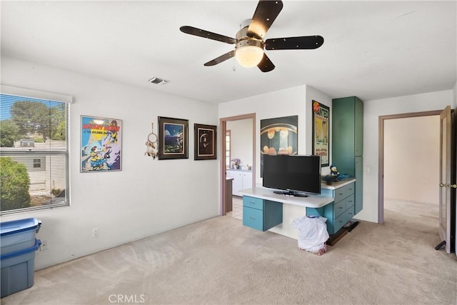 3654 4th Ave, La Crescenta, CA 91214 - bedroom featuring light colored carpet and a ceiling fan