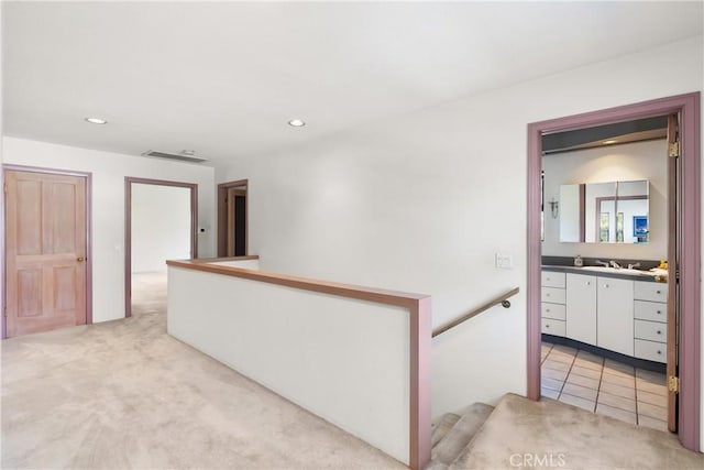 3654 4th Ave, La Crescenta, CA 91214 - corridor featuring an upstairs landing, recessed lighting, and light colored carpet