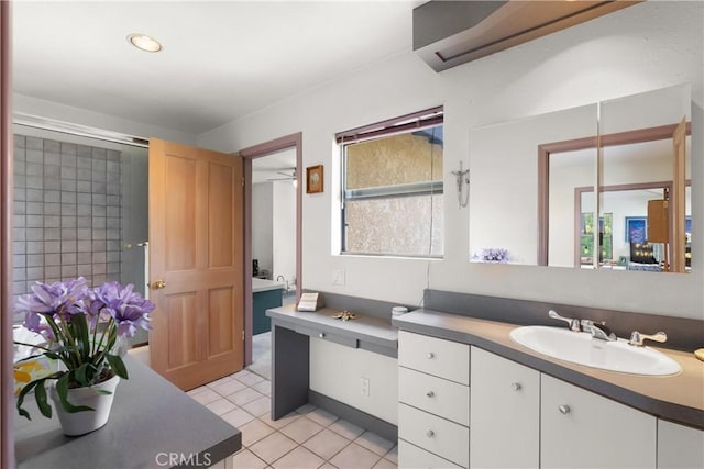 3654 4th Ave, La Crescenta, CA 91214 - full bathroom with vanity and tile patterned flooring