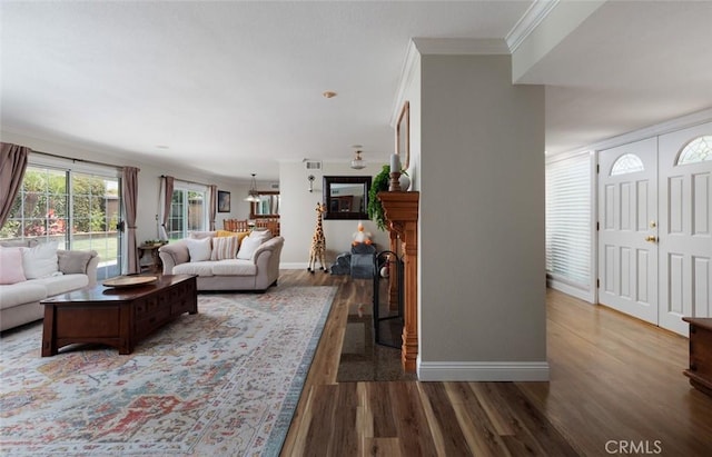 18921 Silver Maple Way N, Tustin, CA 92705 - living area with wood finished floors and ornamental molding