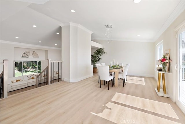 15429 Turquoise Cir N, Chino Hills, CA 91709 - dining room featuring plenty of natural light, crown molding, recessed lighting, and wood finished floors