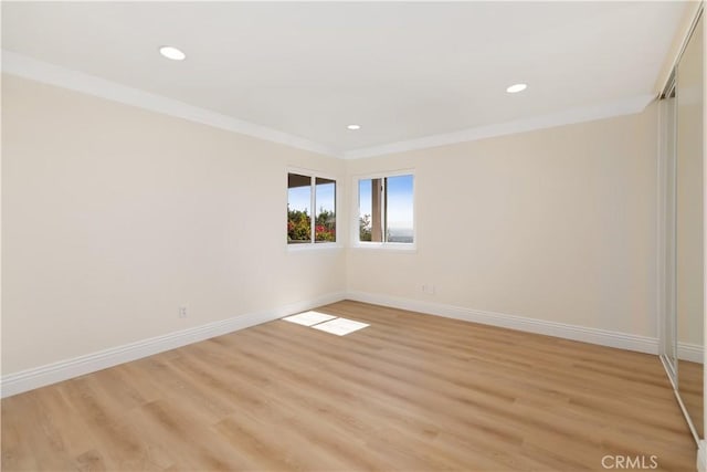 15429 Turquoise Cir N, Chino Hills, CA 91709 - empty room featuring crown molding, light wood-style flooring, and recessed lighting