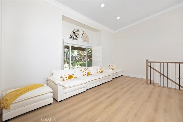 15429 Turquoise Cir N, Chino Hills, CA 91709 - living room featuring crown molding, wood finished floors, and recessed lighting