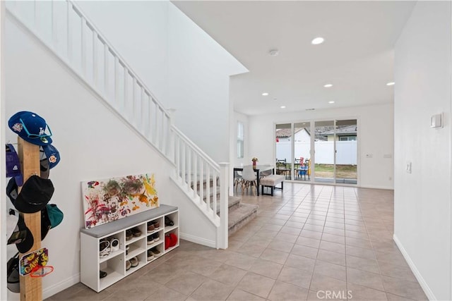 421 Azalea St, Fillmore, CA 93015 - staircase featuring tile patterned floors and recessed lighting