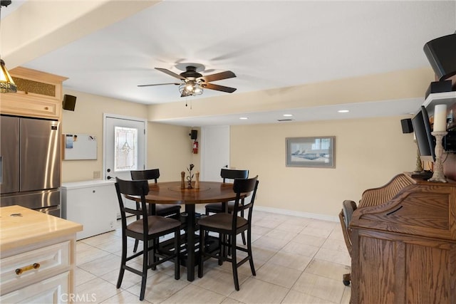 11116 Wayfield Rd, Riverside, CA 92505 - dining area featuring a ceiling fan, recessed lighting, and light tile patterned flooring