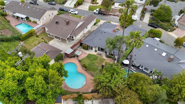 10868 Willowcrest Pl, Studio City, CA 91604 - aerial perspective of suburban area featuring a pool