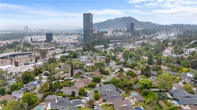10868 Willowcrest Pl, Studio City, CA 91604 - aerial view of property and surrounding area with a mountain backdrop and nearby urban area