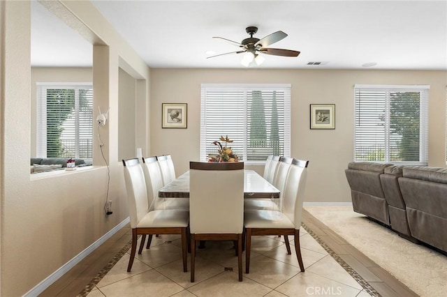 25 Vista Palermo, Lake Elsinore, CA 92532 - dining room featuring plenty of natural light, ceiling fan, and light tile patterned floors