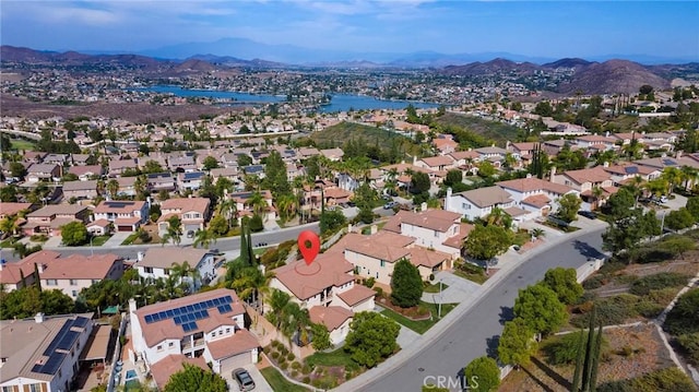 25 Vista Palermo, Lake Elsinore, CA 92532 - aerial view of property and surrounding area featuring a water and mountain view and nearby suburban area