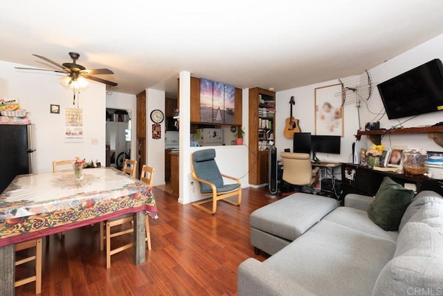 3819 47th St, San Diego, CA 92105 - living room featuring a ceiling fan and wood finished floors