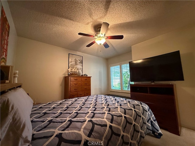 4474 Juanita Ct, Chino, CA 91710 - bedroom with a textured ceiling, carpet flooring, and ceiling fan
