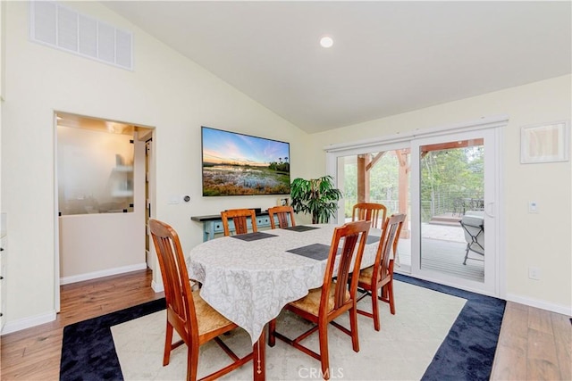 5276 Willow Wood Rd, Rolling Hills Estates, CA 90274 - dining room with lofted ceiling, light wood-style floors, and recessed lighting