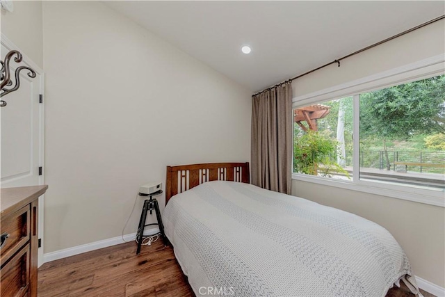 5276 Willow Wood Rd, Rolling Hills Estates, CA 90274 - bedroom featuring vaulted ceiling, wood finished floors, and recessed lighting