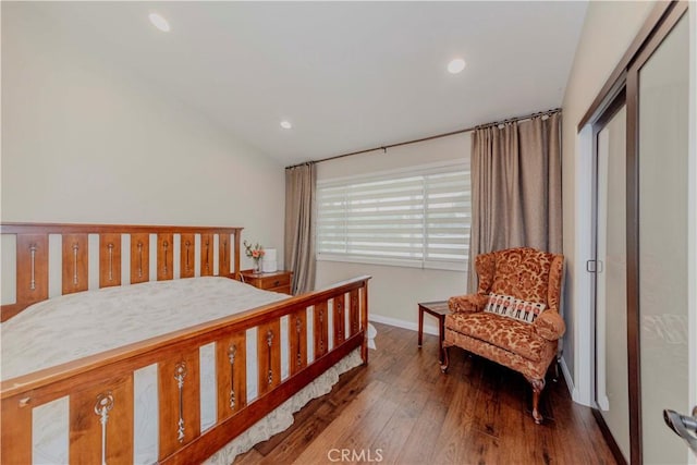 5276 Willow Wood Rd, Rolling Hills Estates, CA 90274 - bedroom featuring hardwood / wood-style flooring, recessed lighting, and vaulted ceiling