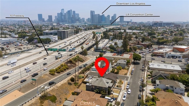 1241 W 22nd St, Los Angeles, CA 90007 - drone / aerial view of skyline and a major roadway