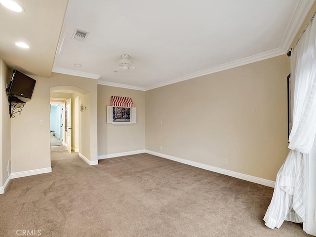 12272 Media Panorama, North Tustin, CA 92705 - carpeted spare room with arched walkways and crown molding