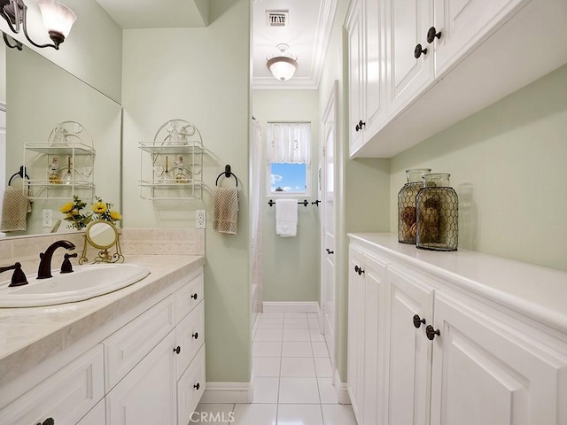 12272 Media Panorama, North Tustin, CA 92705 - full bath featuring vanity, tile patterned flooring, and crown molding